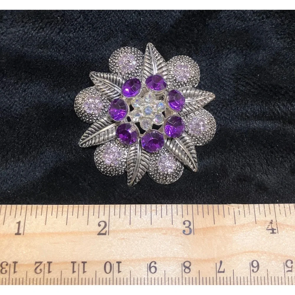 Floral Brooch Lot Women Multicolor Enamel Rhinestone Crystal 5pc